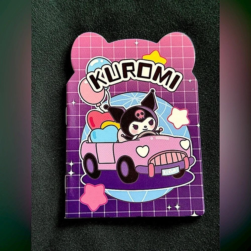 Sanrio Cute Fun Kuromi Driving Car Small Notebook with Pink & Purple Cover